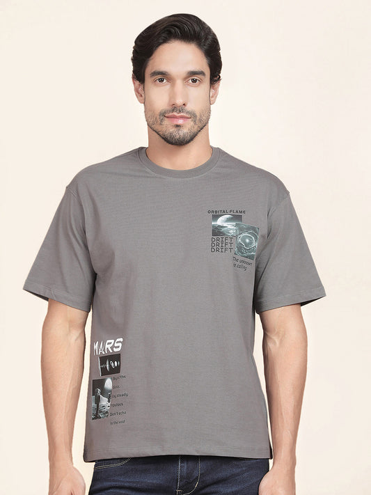 T-Shirt for Men | Breathable & Soft with Color Fastness Regular Fit Round Neck Poly Cotton Fabric Printed Pattern