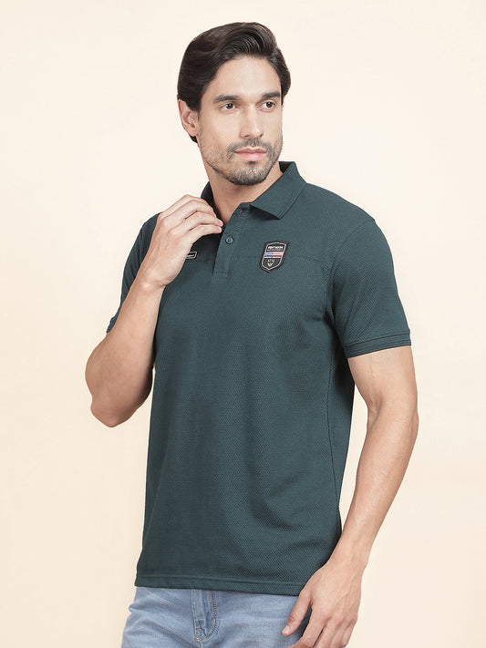 T-Shirt for Men | Breathable & Soft with Color Fastness Regular Fit Polo Neck Poly Cotton Fabric Solid Pattern