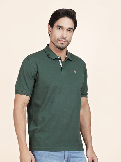 T-Shirt for Men | Breathable & Soft with Color Fastness Regular Fit Polo Neck Poly Cotton Fabric Solid Pattern