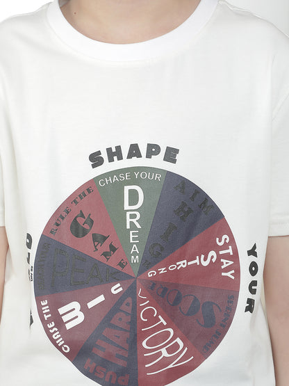 Casual T-Shirt for Boys l Breathable & Soft with Color Fastness Regular Fit Round Neck Cotton Blend Fabric Printed Pattern
