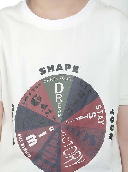 Casual T-Shirt for Boys l Breathable & Soft with Color Fastness Regular Fit Round Neck Cotton Blend Fabric Printed Pattern