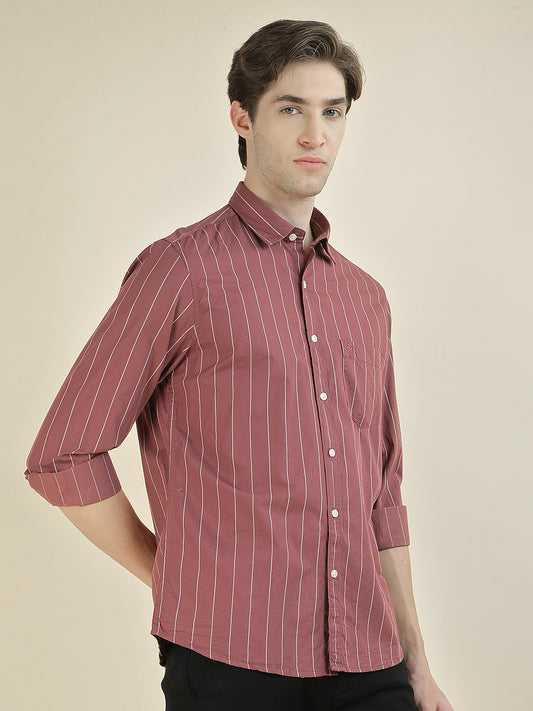 Casual Shirt for Men l Breathable & Soft with Color Fastness Slim Fit Pure Cotton Fabric Striped Pattern