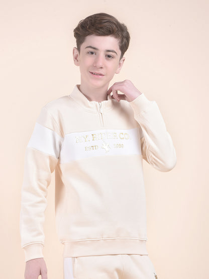 Casual Sweatshirt for Boys l Breathable & Soft with Color Fastness Regular Fit Mock Neck Fleece Fabric Printed Pattern