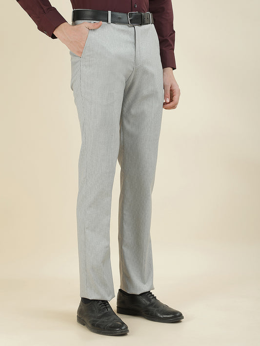Formal Trouser for Men | Breathable & Soft with Color Fastness Regular Fit Cotton Blend Fabric Checkered Pattern Hook & Bar Closure