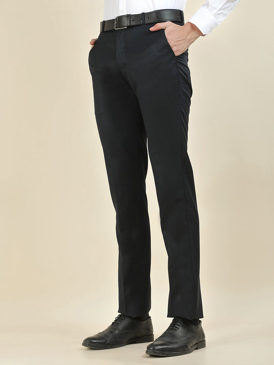 Formal Trouser for Men | Breathable & Soft with Color Fastness Regular Fit Cotton Blend Fabric Solid Pattern Hook & Bar Closure