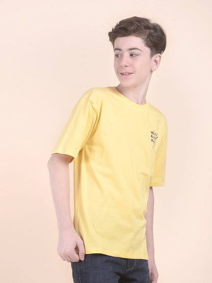Casual T-Shirt for Boys l Breathable & Soft with Color Fastness Regular Fit Round Neck Polycotton Fabric Printed Pattern