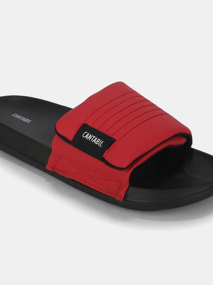 Men's Red Colourblock Sliders