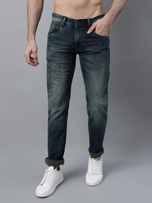 Denim Jeans for Men l Breathable & Soft with Color Fastness Ultra Narrow Fit Cotton Fabric Solid Pattern Button Closure