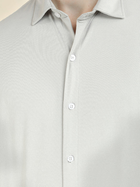 Casual Shirt for Men l Breathable & Soft with Color Fastness Slim Fit Polyester Fabric Self Design Pattern