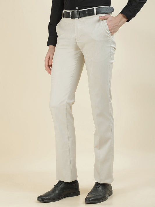 Formal Trouser for Men | Breathable & Soft with Color Fastness Regular Fit Cotton Blend Fabric Checkered Pattern Hook & Bar Closure