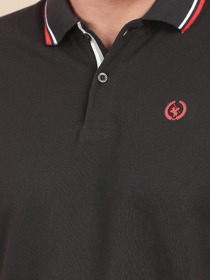 T-Shirt for Men | Breathable & Soft with Color Fastness Regular Fit Polo Neck Poly Cotton Fabric Solid Pattern