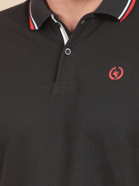 T-Shirt for Men | Breathable & Soft with Color Fastness Regular Fit Polo Neck Poly Cotton Fabric Solid Pattern