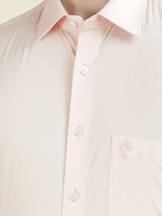 Formal Shirt for Men l Breathable & Soft with Color Fastness Slim Fit Cotton Blend Fabric Solid Pattern
