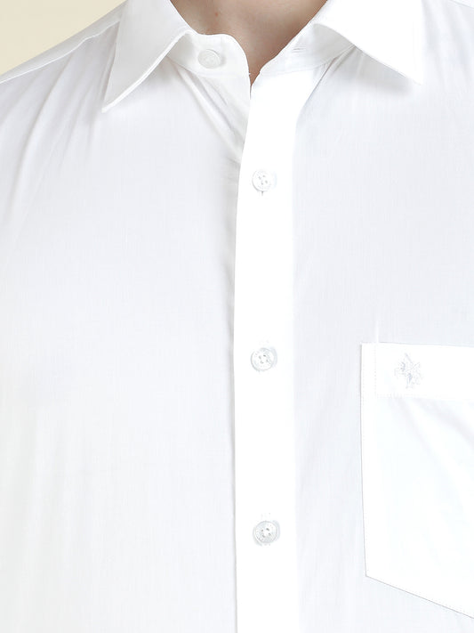 Formal Shirt for Men l Breathable & Soft with Color Fastness Slim Fit Cotton Blend Fabric Solid Pattern