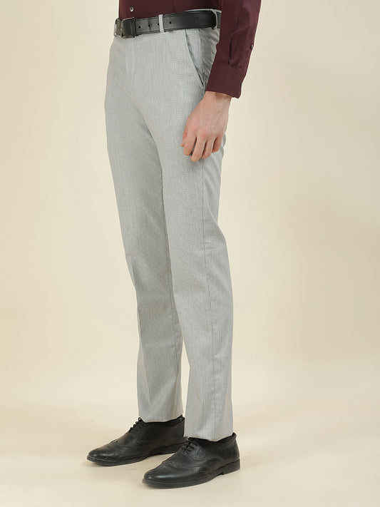 Formal Trouser for Men | Breathable & Soft with Color Fastness Regular Fit Cotton Blend Fabric Checkered Pattern Hook & Bar Closure