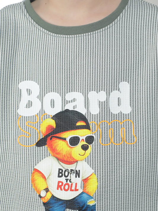 Casual T-Shirt for Boys l Breathable & Soft with Color Fastness Regular Fit Round Neck Polycotton Fabric Printed Pattern