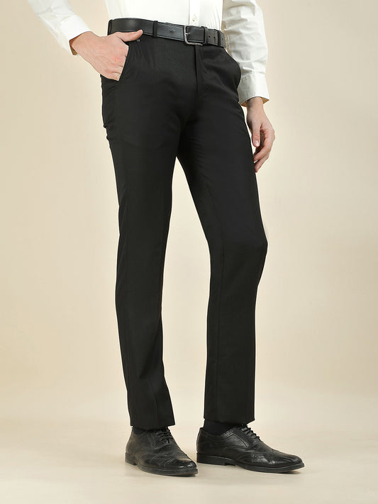 Formal Trouser for Men | Breathable & Soft with Color Fastness Regular Fit Cotton Blend Fabric Solid Pattern Hook & Bar Closure