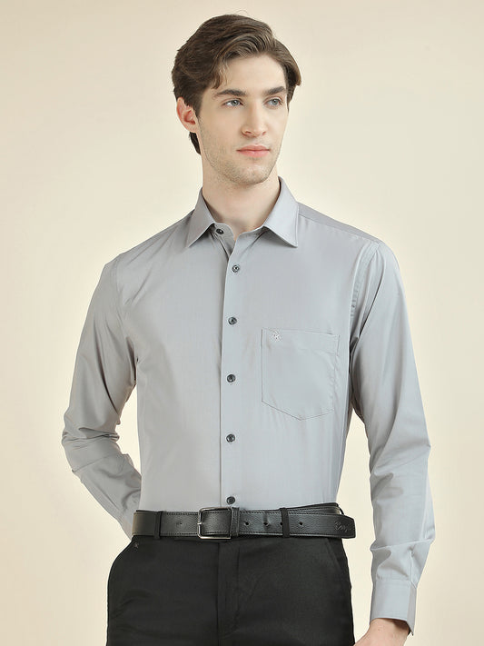 Formal Shirt for Men l Breathable & Soft with Color Fastness Regular Fit Cotton Blend Fabric Solid Pattern