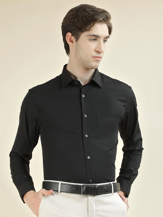 Formal Shirt for Men l Breathable & Soft with Color Fastness Regular Fit Cotton Blend Fabric Solid Pattern
