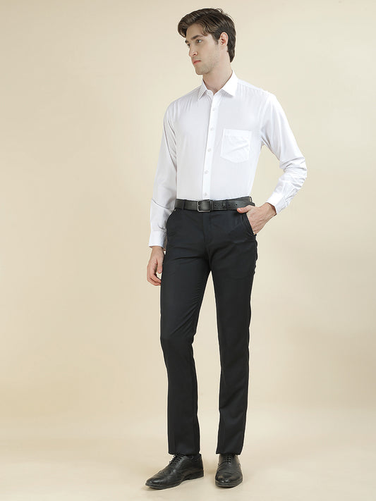 Formal Trouser for Men | Breathable & Soft with Color Fastness Regular Fit Cotton Blend Fabric Solid Pattern Hook & Bar Closure