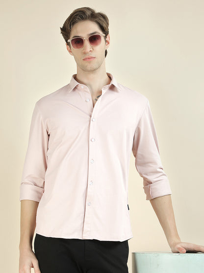 Casual Shirt for Men l Breathable & Soft with Color Fastness Slim Fit Polyester Fabric Self Design Pattern