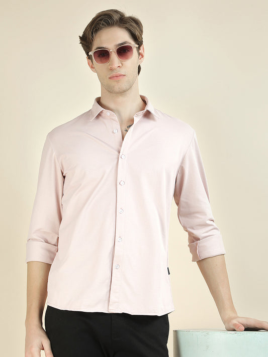 Casual Shirt for Men l Breathable & Soft with Color Fastness Slim Fit Polyester Fabric Self Design Pattern