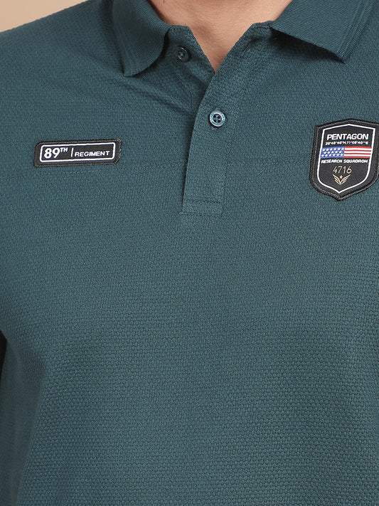 T-Shirt for Men | Breathable & Soft with Color Fastness Regular Fit Polo Neck Poly Cotton Fabric Solid Pattern