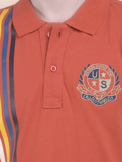 Casual T-Shirt for Boys l Breathable & Soft with Color Fastness Regular Fit Polo Neck Polycotton Fabric Printed Pattern