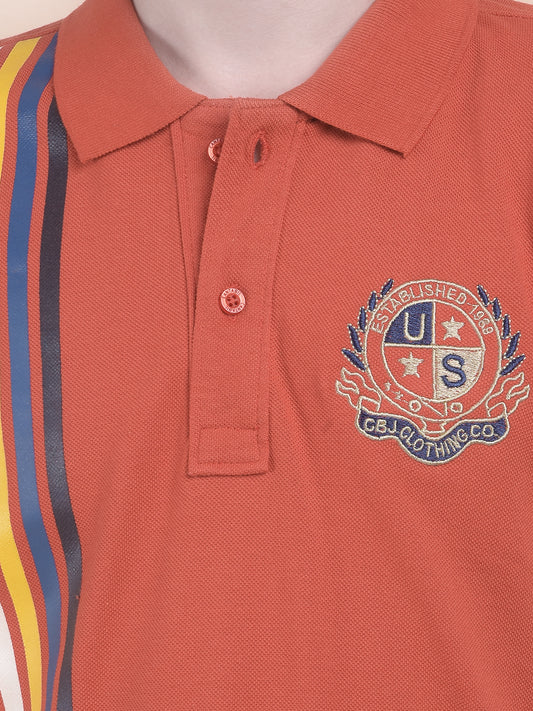 Casual T-Shirt for Boys l Breathable & Soft with Color Fastness Regular Fit Polo Neck Polycotton Fabric Printed Pattern