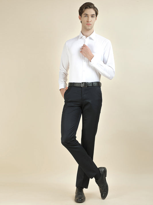 Formal Trouser for Men | Breathable & Soft with Color Fastness Regular Fit Cotton Blend Fabric Solid Pattern Hook & Bar Closure