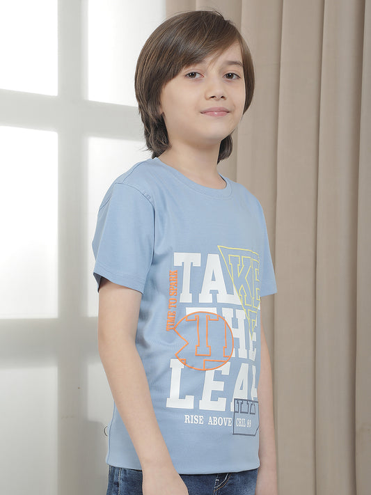 Casual T-Shirt for Boys l Breathable & Soft with Color Fastness Regular Fit Round Neck Cotton Blend Fabric Printed Pattern