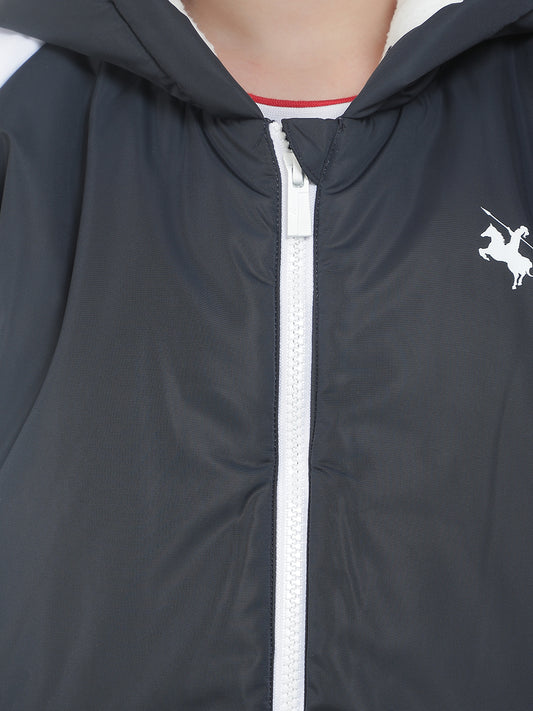 Casual Jacket for Boys l Breathable & Soft with Color Fastness Regular Fit Hooded Neck Nylon Fabric ColourBlock Pattern