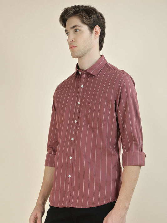 Casual Shirt for Men l Breathable & Soft with Color Fastness Slim Fit Pure Cotton Fabric Striped Pattern
