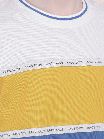 Casual T-Shirt for Boys l Breathable & Soft with Color Fastness Regular Fit Round Neck Polycotton Fabric  Pattern Colourblocked