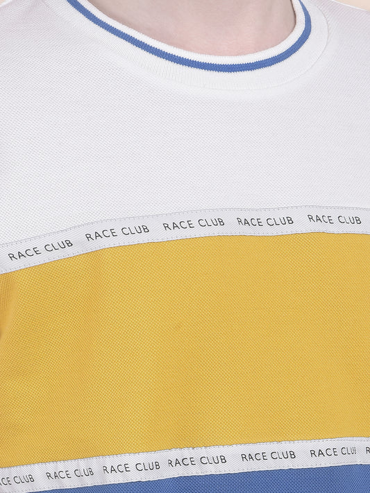 Casual T-Shirt for Boys l Breathable & Soft with Color Fastness Regular Fit Round Neck Polycotton Fabric  Pattern Colourblocked