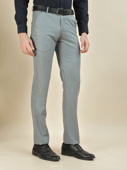 Formal Trouser for Men | Breathable & Soft with Color Fastness Regular Fit Cotton Blend Fabric Solid Pattern Hook & Bar Closure