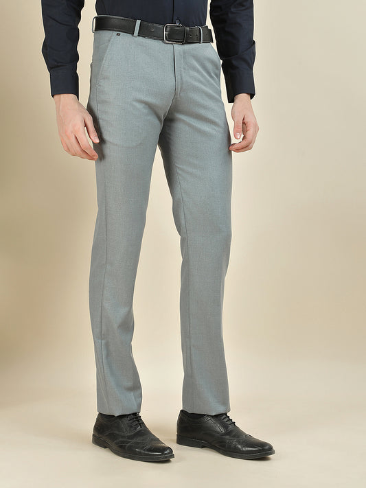 Formal Trouser for Men | Breathable & Soft with Color Fastness Regular Fit Cotton Blend Fabric Solid Pattern Hook & Bar Closure