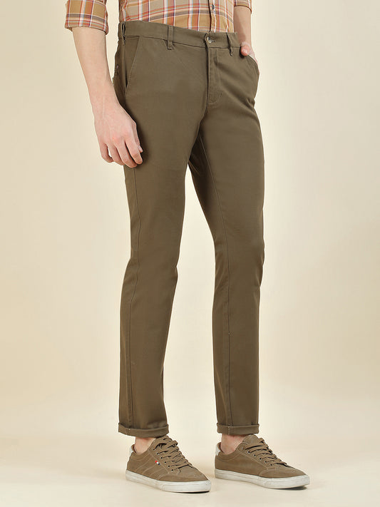 Casual Trousers for Men l Breathable & Soft with Color Fastness Regular Fit Cotton Blend Fabric Solid Pattern