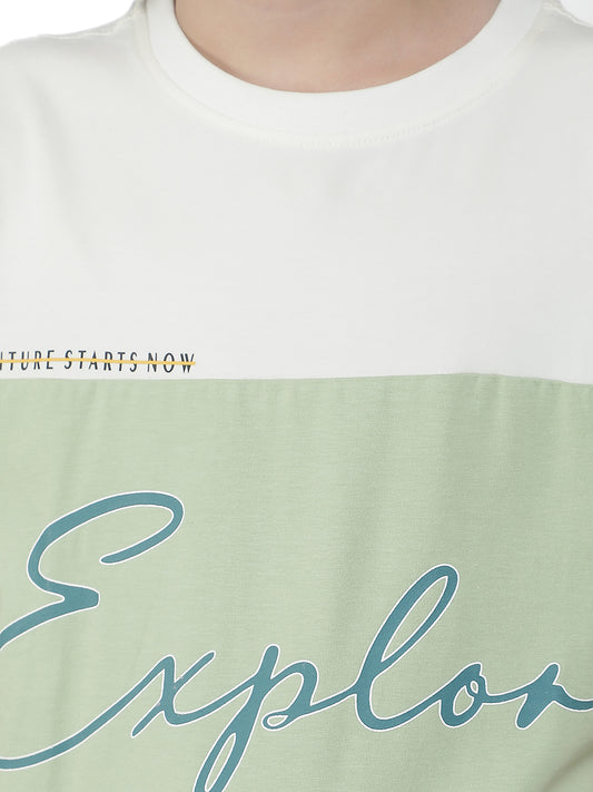 Casual T-Shirt for Boys l Breathable & Soft with Color Fastness Regular Fit Round Neck Cotton Blend Fabric ColourBlocked Pattern