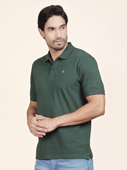 T-Shirt for Men | Breathable & Soft with Color Fastness Regular Fit Polo Neck Poly Cotton Fabric Solid Pattern