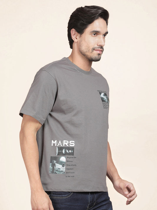 T-Shirt for Men | Breathable & Soft with Color Fastness Regular Fit Round Neck Poly Cotton Fabric Printed Pattern