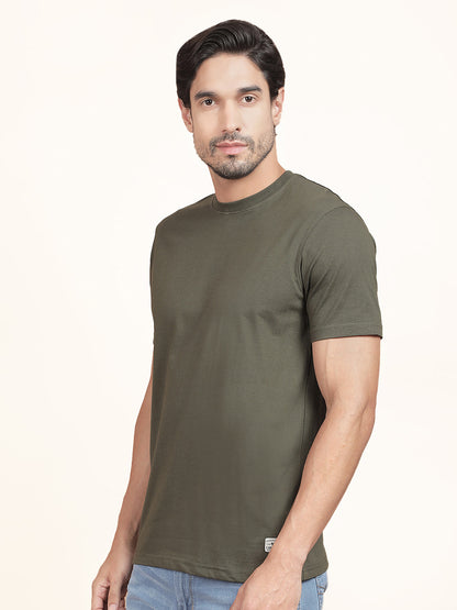 T-Shirt for Men | Breathable & Soft with Color Fastness Regular Fit Round Neck Poly Cotton Fabric Solid Pattern
