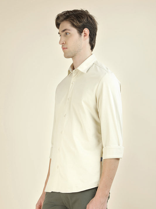 Casual Shirt for Men l Breathable & Soft with Color Fastness Slim Fit Polyester Fabric Self Design Pattern
