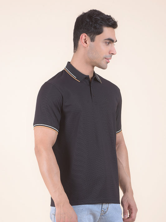 T-Shirt for Men | Breathable & Soft with Color Fastness Regular Fit Polo Neck Nylon Fabric Solid Pattern