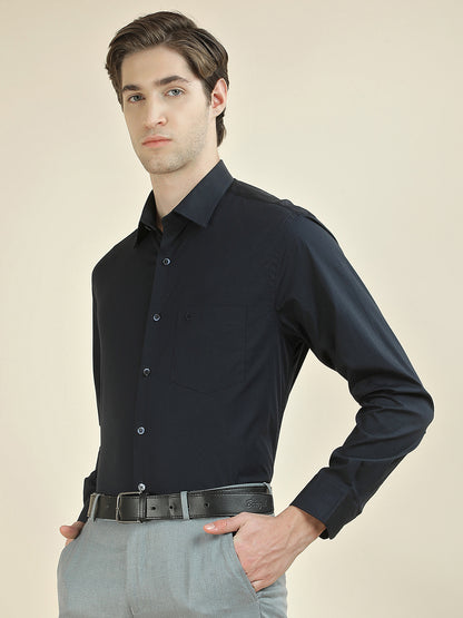 Formal Shirt for Men l Breathable & Soft with Color Fastness Slim Fit Cotton Blend Fabric Solid Pattern