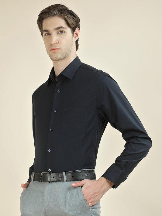 Formal Shirt for Men l Breathable & Soft with Color Fastness Slim Fit Cotton Blend Fabric Solid Pattern