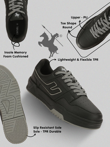 Sneaker Shoes for Men | Lightweight & Comfortable with Cushioned Insole PU (Polyurethane) Upper TPR Sole Lace-Up Closure