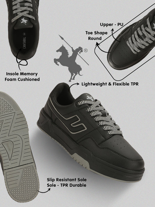 Sneaker Shoes for Men | Lightweight & Comfortable with Cushioned Insole PU (Polyurethane) Upper TPR Sole Lace-Up Closure