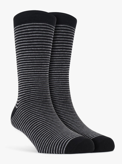 Men's Pack Of 5 Grey Crew Length Stripes Casual Socks