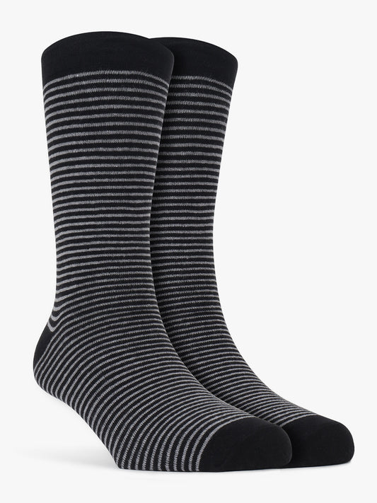 Men's Pack Of 5 Grey Crew Length Stripes Casual Socks